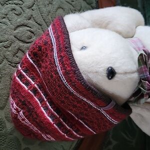 COLUMBIA Cute Red Fair Isle Knit Warm Beanie Hat